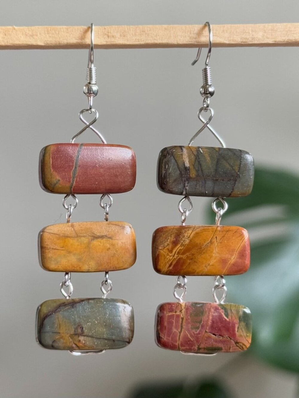 handmade colorful beaded earrings with silver accents